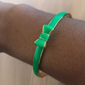 Kate Spade Kelly Green / Gold Bow Bangle